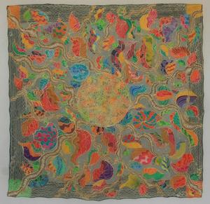 Exposicin de pauelos de seda pintados a mano, bajo el ttulo Colores del Mediterrneo