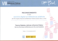 Premio nacional al Mejor servicio digital en bibliotecas pblicas