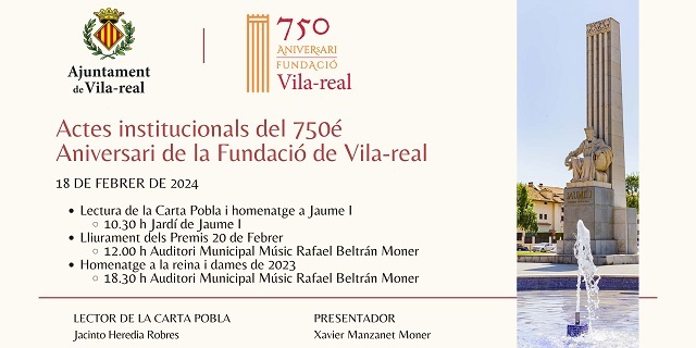 Programacin de actos institucionales para conmemorar la fundacin de Vila-real