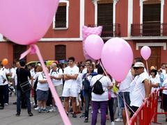 Globos rosa en la I Marcha solidaria de AECC