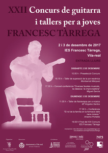 XXII Concurs de guitarra i tallers per a joves 'Francesc Tàrrega'