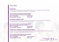 Horarios talleres Casa de la Dona