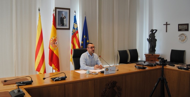 El alcalde de Vila-real, durante una videoconferencia