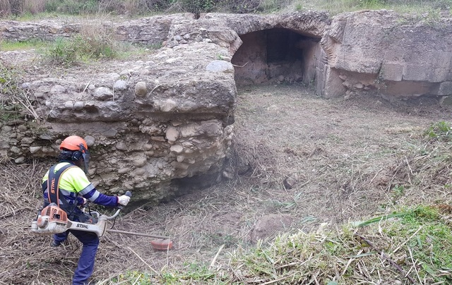 Trabajos de desbroce del antiguo azud dels Corrents del ro Mijares