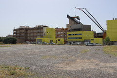 Aparcamiento provisional habilitado con motivo de las obras en el Estadio de la Cermica