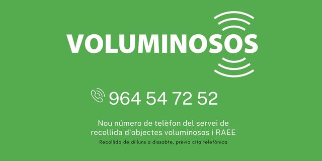 Nuevo telfono del servicio de recogida de voluminosos y RAEE