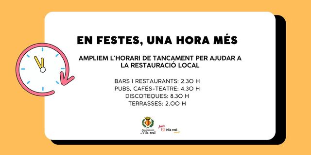 Ampliaci de l'horari de restauraci en festes