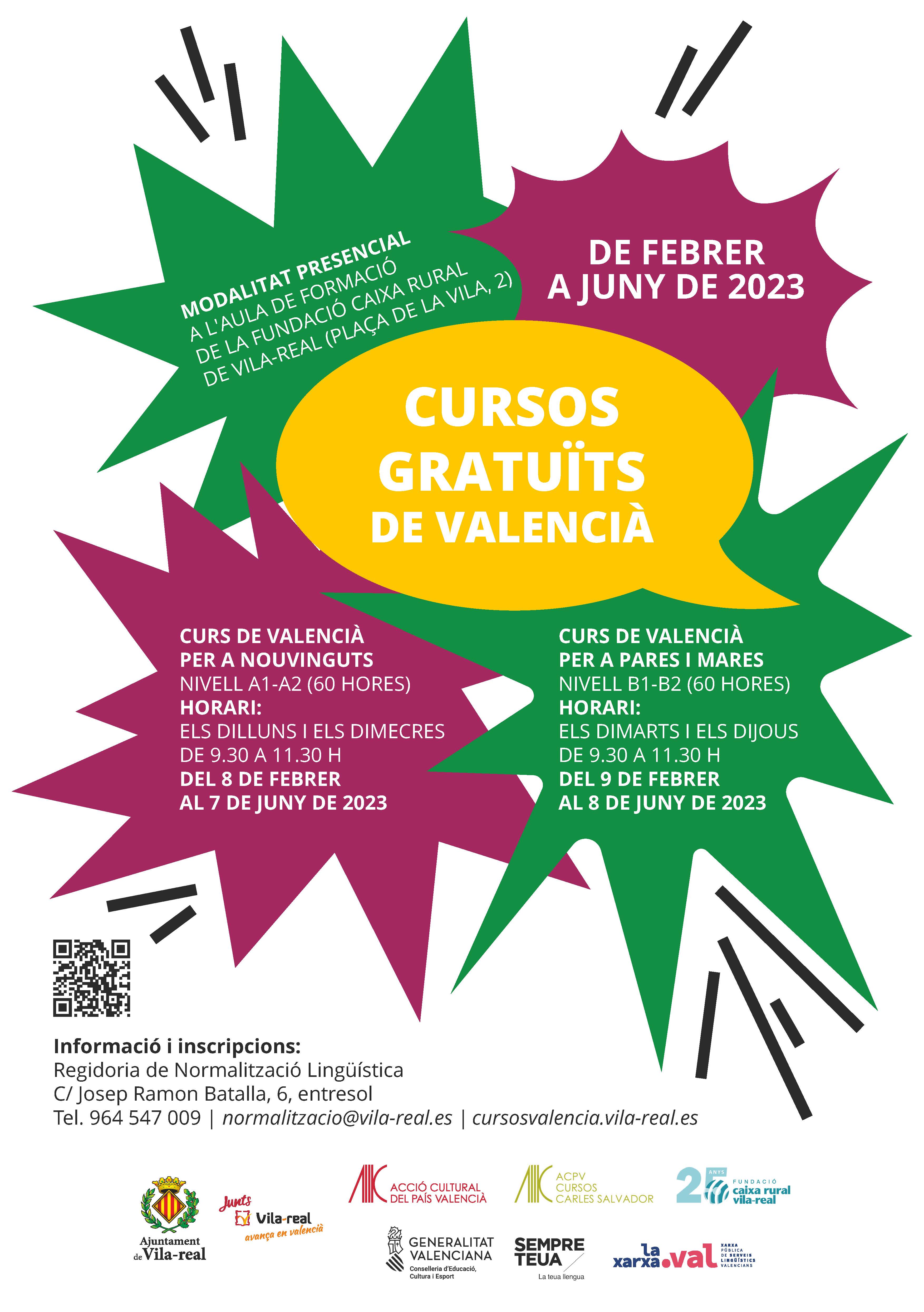 Cartell cursos de valencià 2023