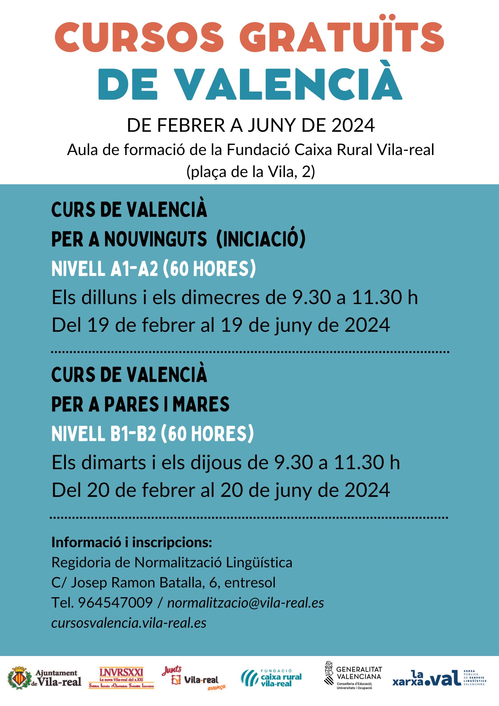 Cartell cursos de valencià 2024