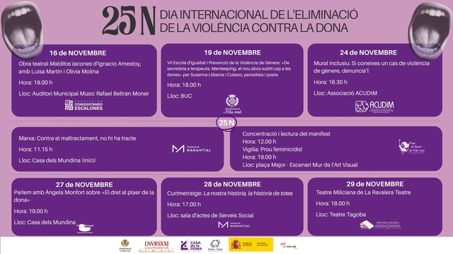 Programaci�n prevista con motivo del 25N.