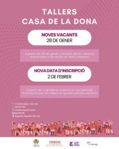 AVISO - TALLERES CASA DE LA DONA