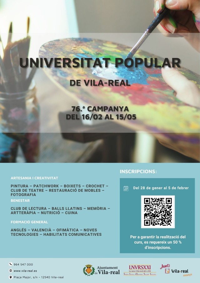 Cartell Universitat Popular de Vila-real 2026.