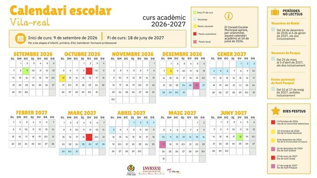 Calendari escolar 2026-2027.